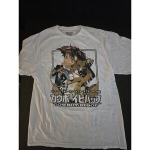 Cowboy Bebop Edward Ein Anime Graphic Tee White Mens Large Sunrise Funimation